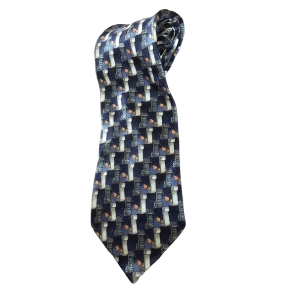 Ermenegildo Zegna 4” Wide SILK Tie Navy Gray Scroll Designer Career Formal - Picture 1 of 5